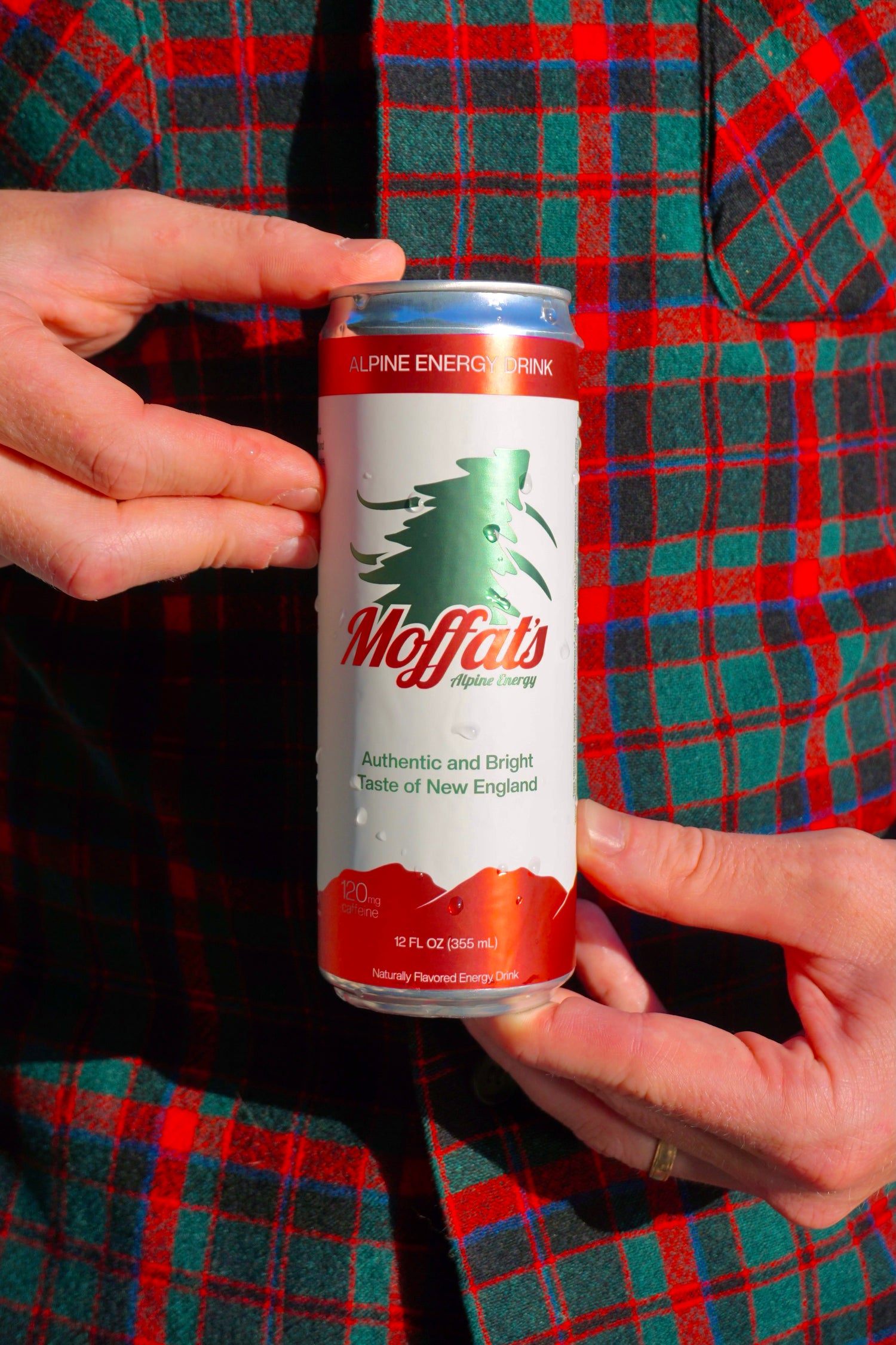 A can of New England's Moffat's Alpine Energy Drink