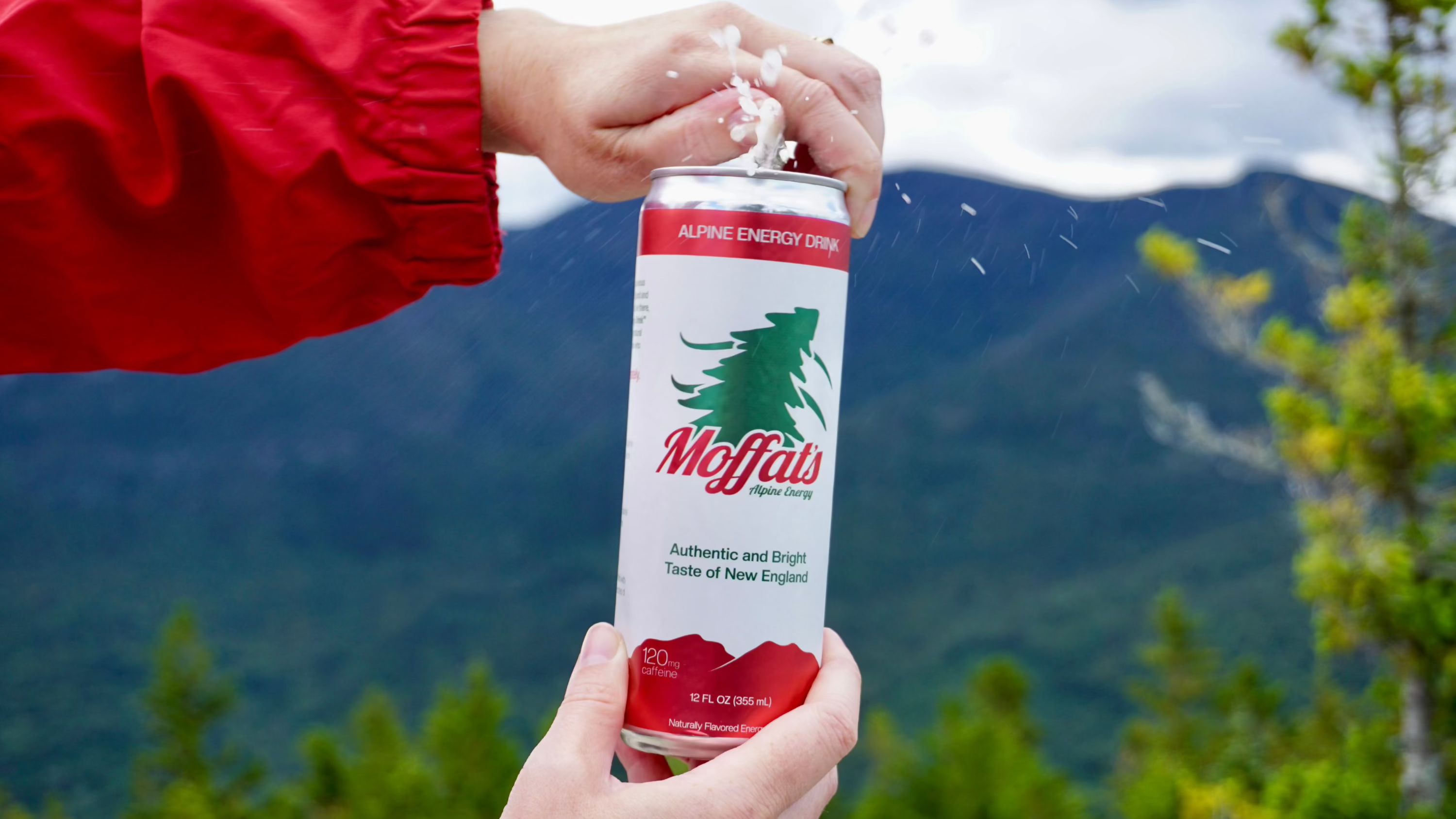 Moffat's Alpine Energy Drink on New England mountaintop